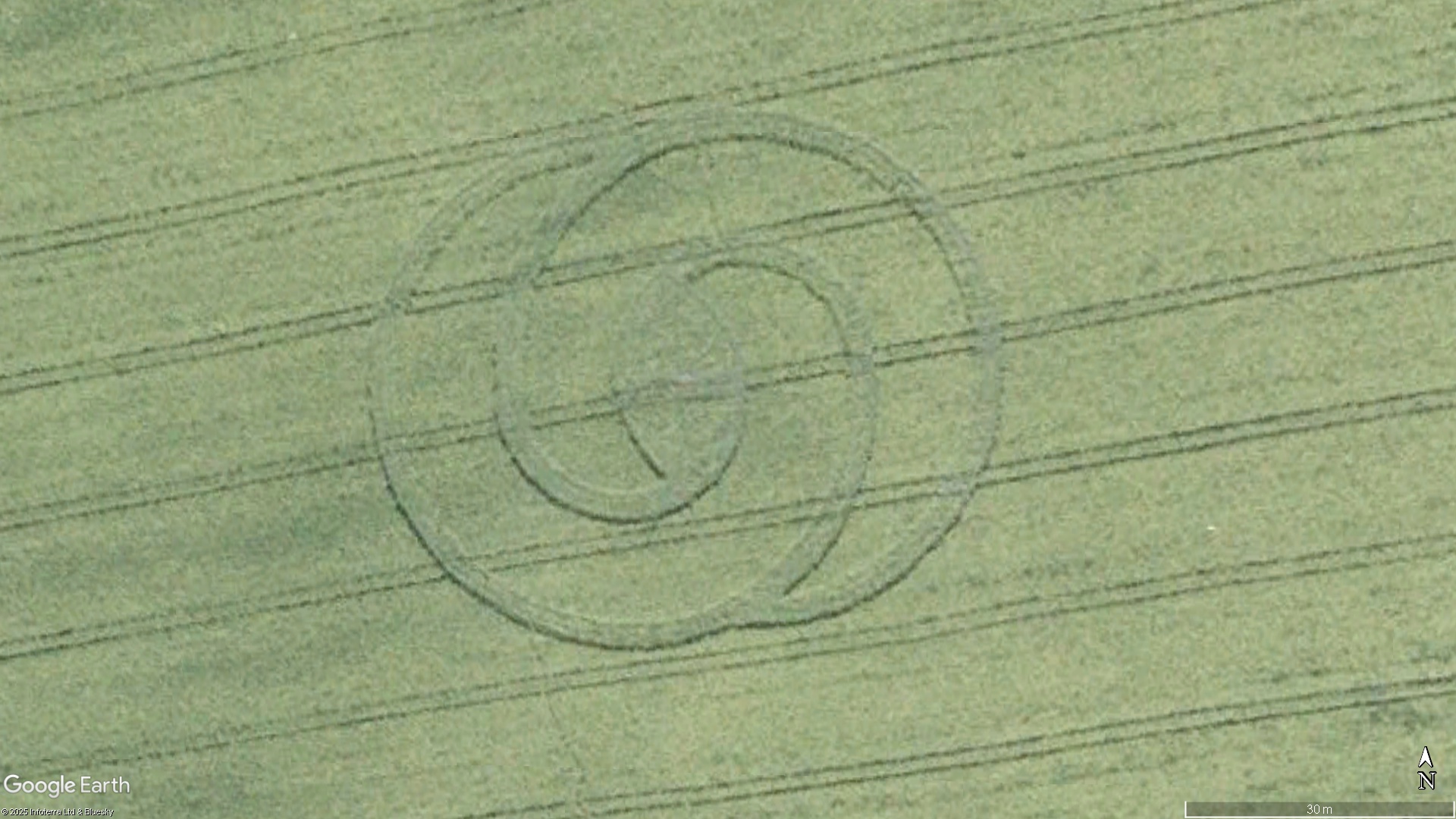 Tegdown Hill Patcham, East Sussex crop circle, aerial photo 2