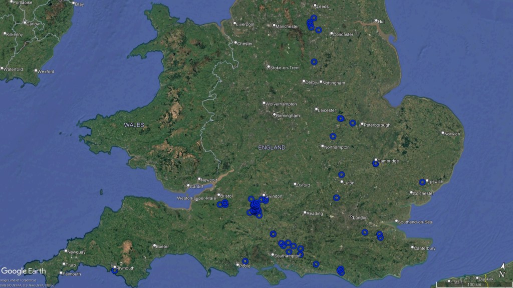 Crop Circle Distribution - 2001