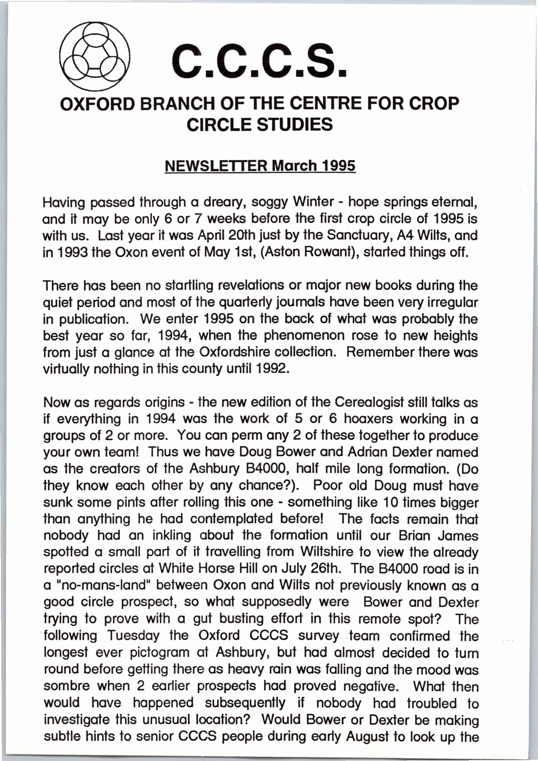 OCCCS Newsletter March 1995