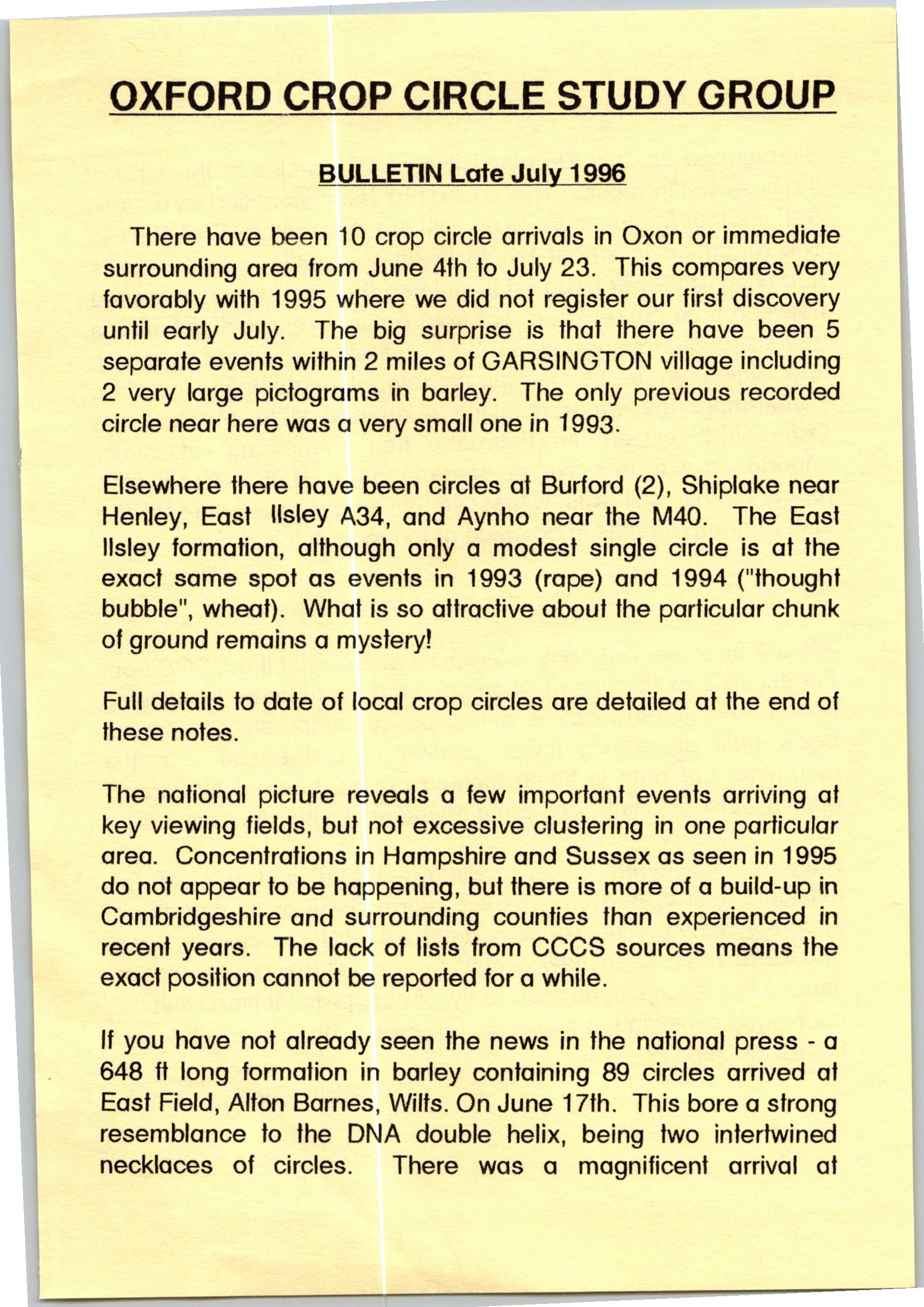 OCCCS Newsletter July 1996